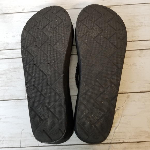 Flojos Hayley Black Woven Thong Wedge Heel Thong Sandal - Picture 7 of 11